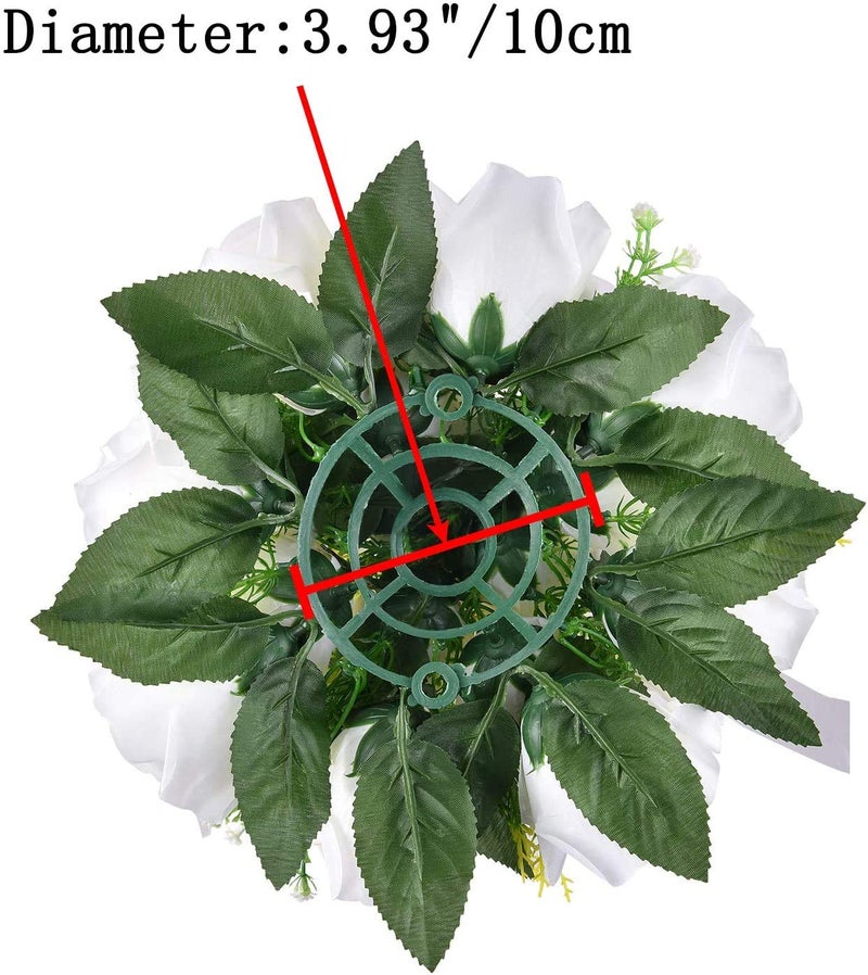 LANLONG 2 PCS Fake Flower Ball Arrangement Bouquet, 15 Heads Plastic Roses with Base, Artificial Flower for Wedding Bouquets Centerpieces Party Valentine's Day Home Decor - Image 4